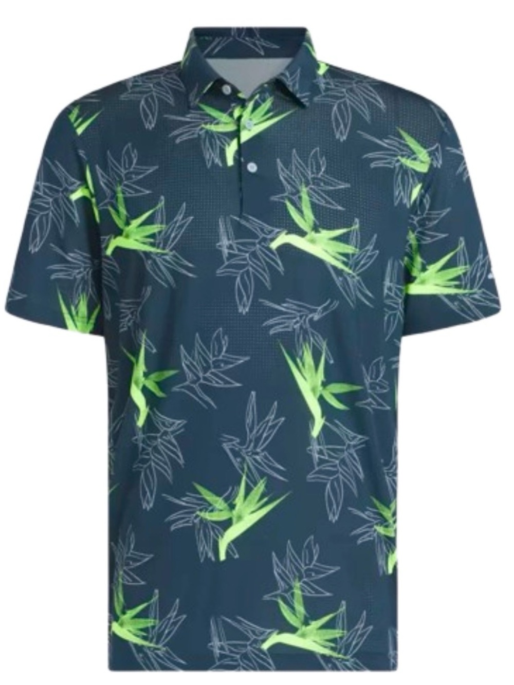 Men’s Adidas Oasis Mesh Navy Polo Golf Shirt Tropical Sz Large